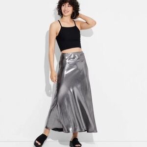Women's Metallic Trumpet Maxi Skirt - Wild Fable™ Silver Size S NWT
